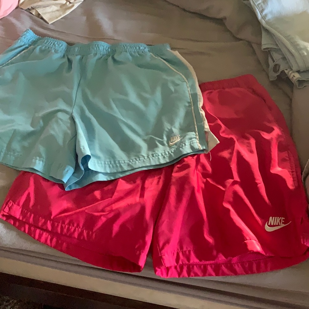Blue and Pink nike shorts